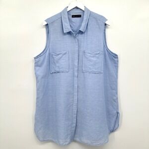 M&S Tunic Top Mini Dress Size 18 20 Flax Linen Beachy Coastal Quiet Luxury Lagom